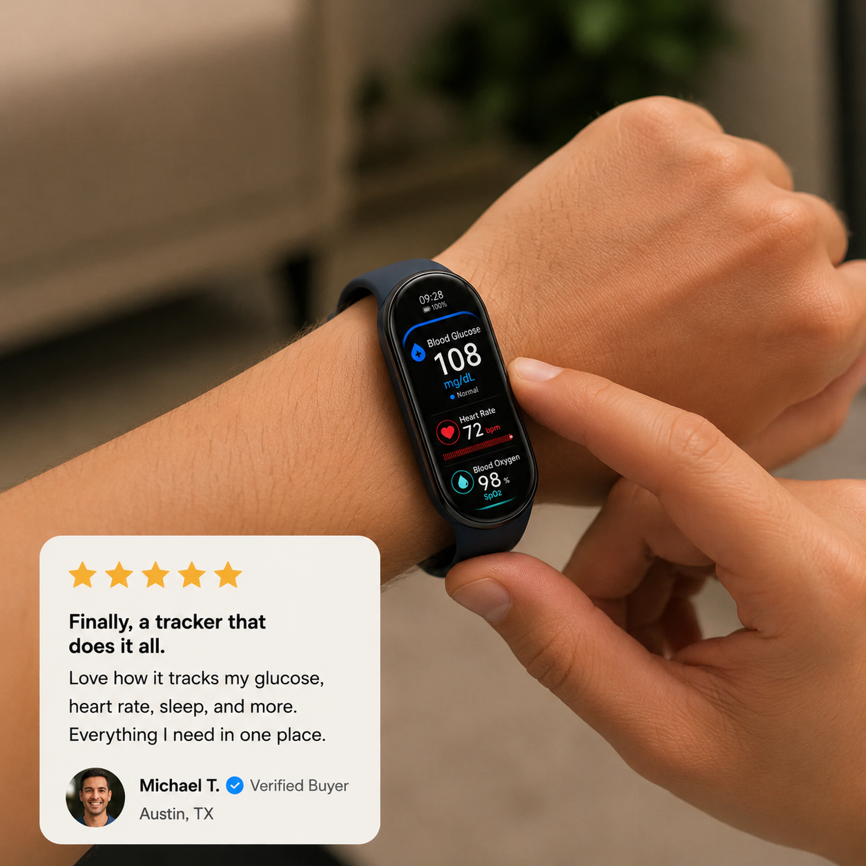 🔥80% OFF Launch Offer 🏆 2026 Pryxo™ M9 Non-Invasive Smart Band 📈12 health reports - No-Prick