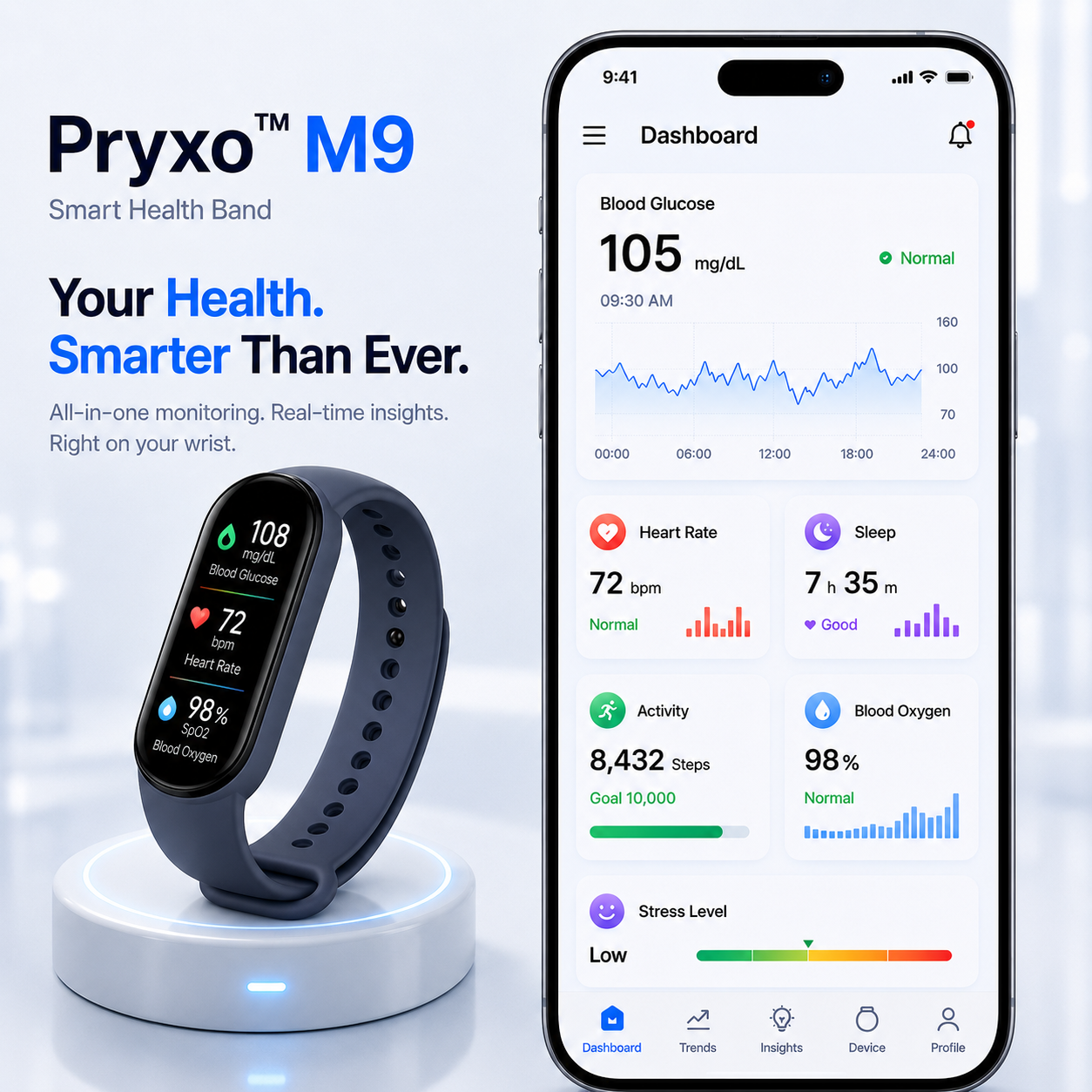 🎉 80% OFF Launch Offer🔥Pryxo™ M9 Non-Invasive Smart Band