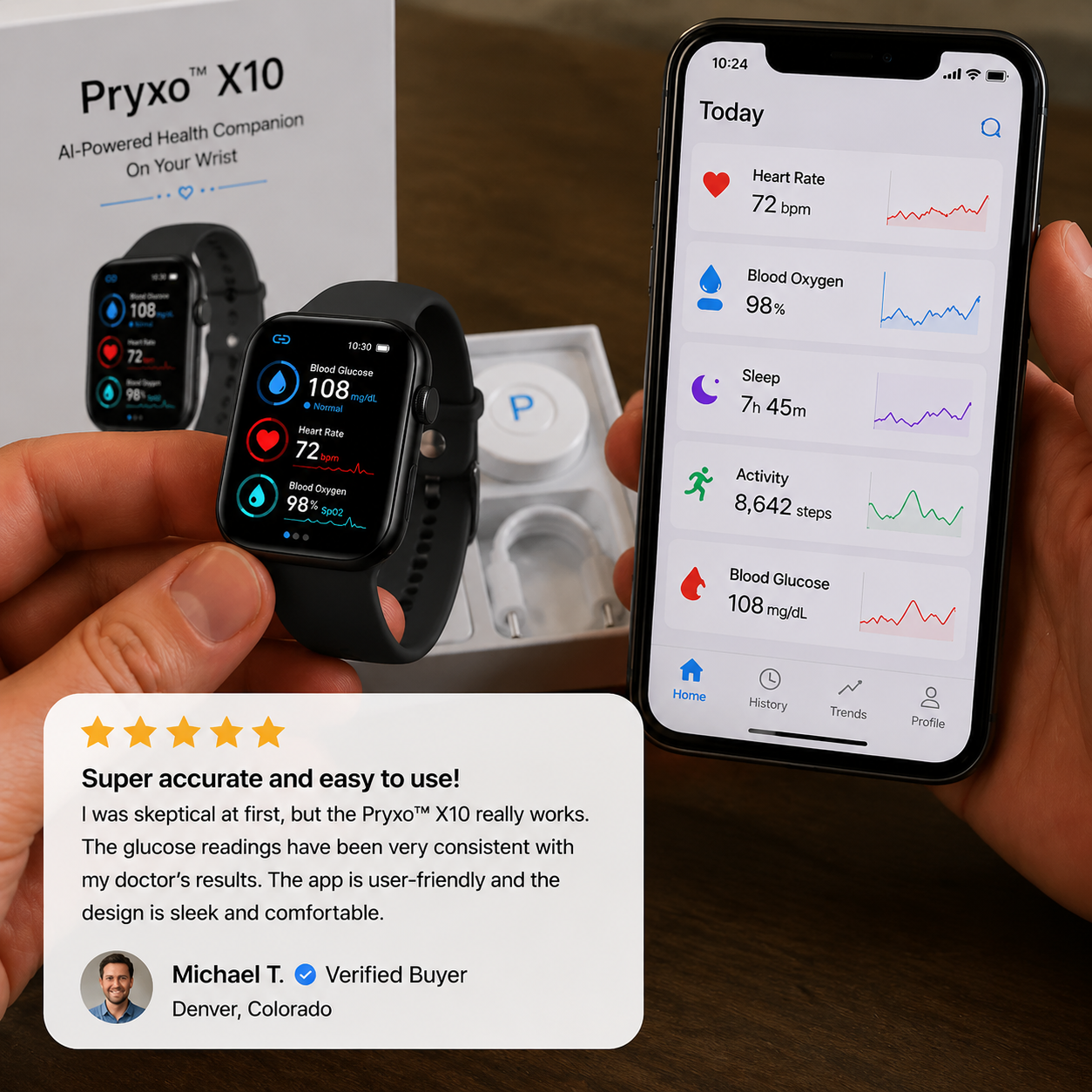 🎉 80% OFF Launch Offer 🔥 Pryxo™ X10 Non-Invasive SmartWatch