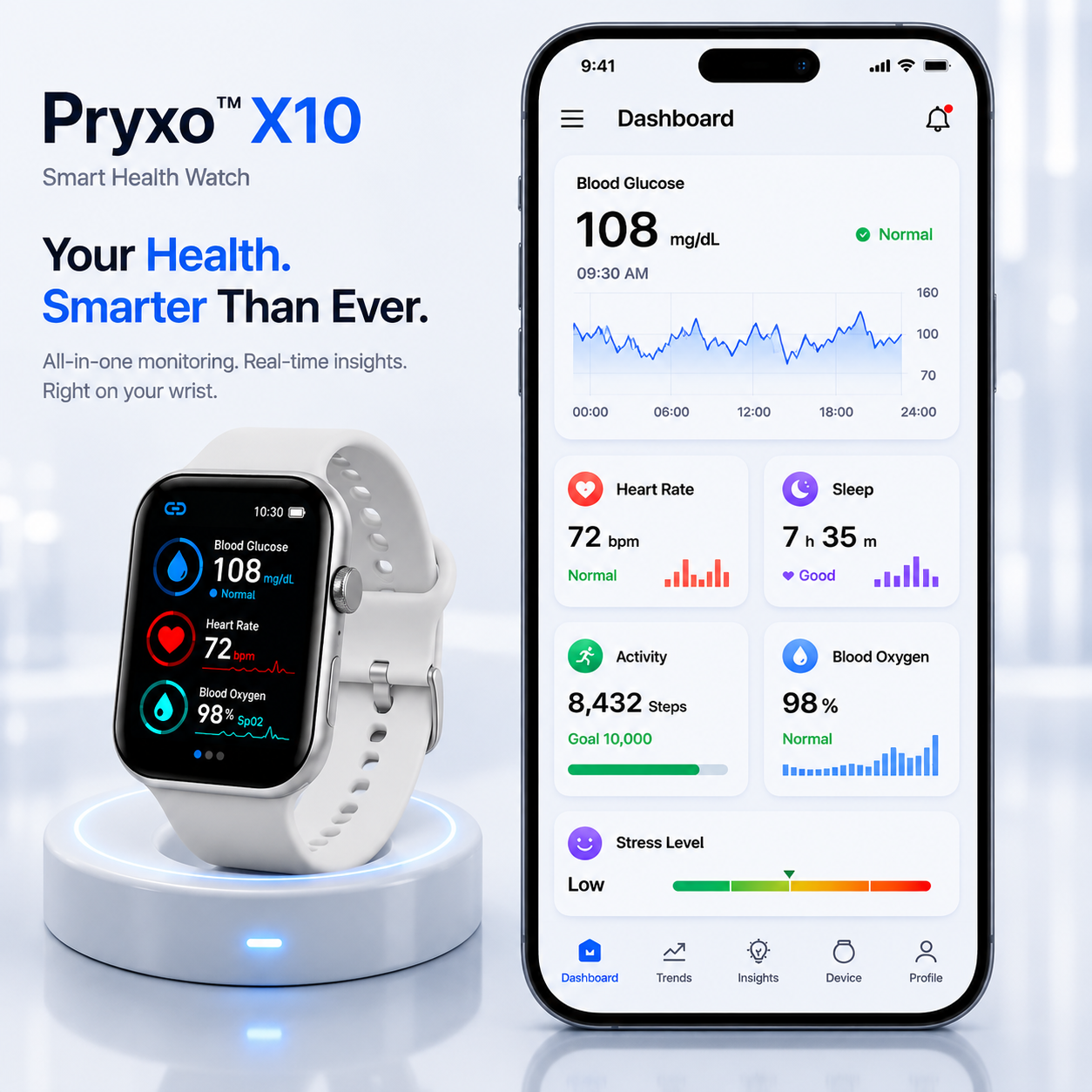 🎉 80% OFF Launch Offer 🔥 Pryxo™ X10 Non-Invasive SmartWatch