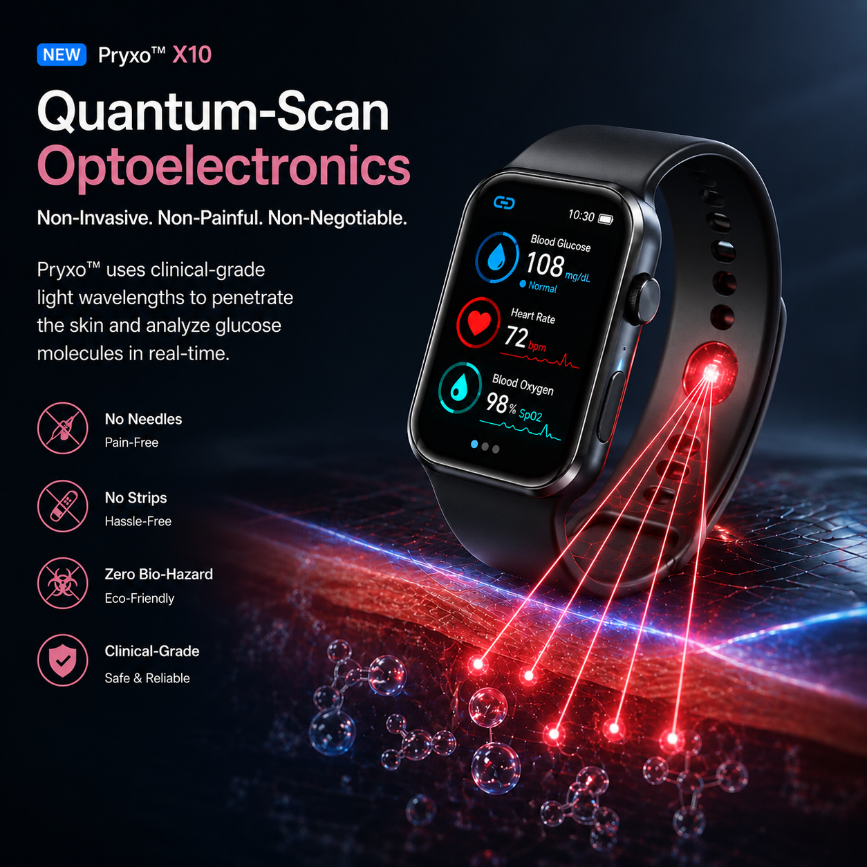 🎉 80% OFF Launch Offer 🔥 Pryxo™ X10 Non-Invasive SmartWatch